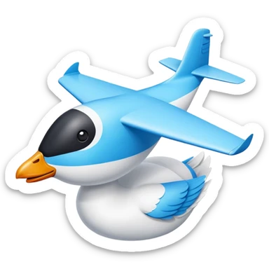 goose shaped like an airplane, airplane with goose features sticker