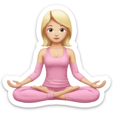blonde yoga girl light pink clothes n sticker