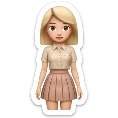 A 3D cartoon outfit with a blouse and skirt arranged together, clean background, natural light, realistic Memoji-style look. sticker