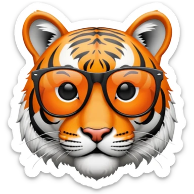 tiger face with dark lens wayfarer sunglasses, cool expression sticker