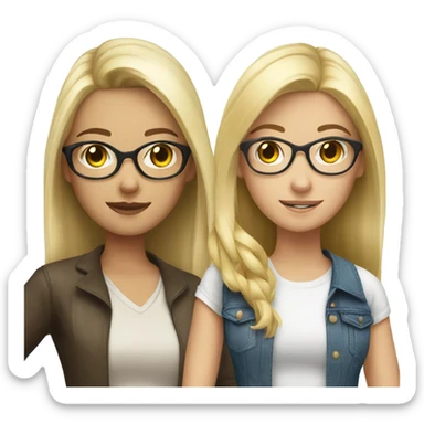 Pretty blonde girl and next to her is a brunette with glasses sticker