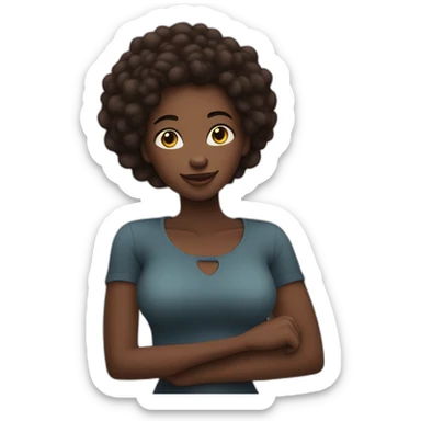 black african women standing with thumb and forefinger in shape of heart in front of her sticker