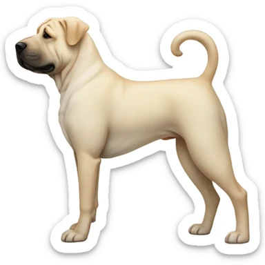 White dog full body sharpei ears and tail girl perfect side profile  sticker