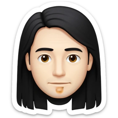 man with long hair but no wrinkles in 2d sticker