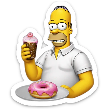 Homer simpson mangeant un donut  sticker