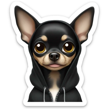 Black chihuahua in a black hoodie  sticker