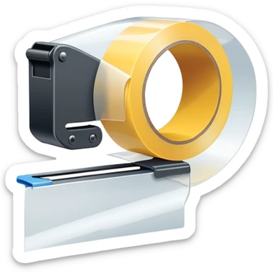 A roll of plastic clear tape with a cutter at the end  sticker