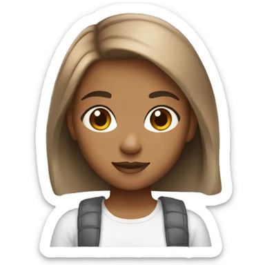 13 year old girl light brown skin,brown eyes,brown shorthair sticker