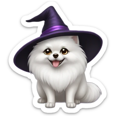 white pomeranian WITCH sticker