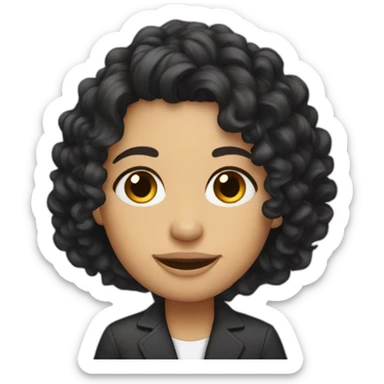 alyson our boss long curly dark hair sticker