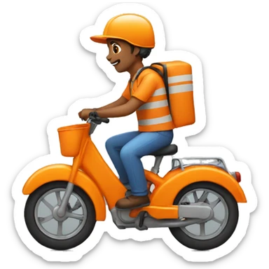 Delivery Courier on an orange bike  sticker