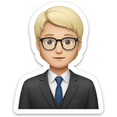 Light-haired man, with fair skin, dressed in a suit, young, with glasses, a trader, half-length shot sticker