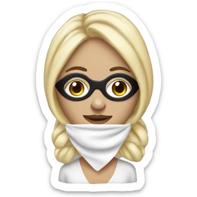 blonde woman with towel in hair and eye masks sticker