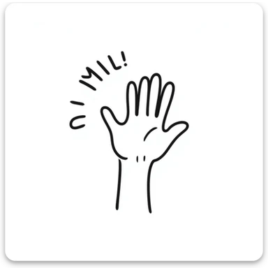 mano saludando, estilo doodle simple sticker