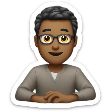 A man working in desk computer sticker