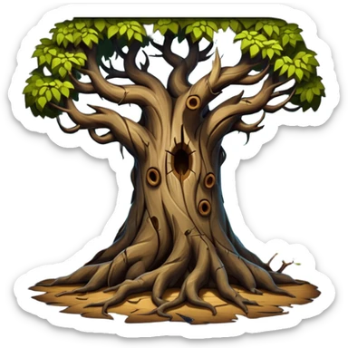 dark old deep tangled cracking trees  sticker