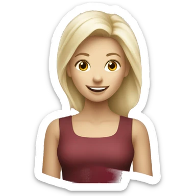 Happy blonde woman with a flag of Latvia sticker