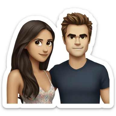 paul wesley and nina dobrev sticker