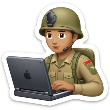 Soldier on a computer portable sticker