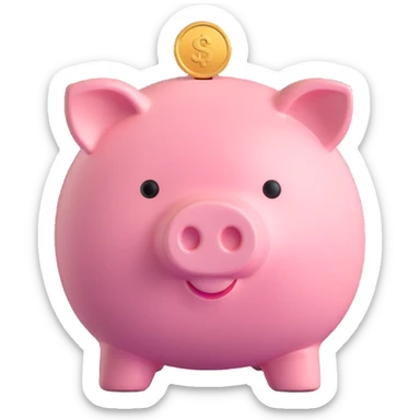 cute pink piggy bank with round snout and classic coin slot sticker