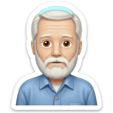 elderly man long hair and long bearded with shirt sticker