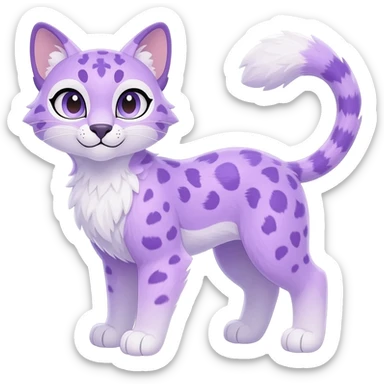 Colorful dark tropical pastel-lilac-lavender-violet pale light pastel white glorious divine exotic cute cool beautiful shiny beautiful fantasy-caracal-civet-genet-sergal-vernid-Gryphon-Cacomistle-Trico-oncilla-animal-Fakémon-hybrid-fursona (full body) sticker