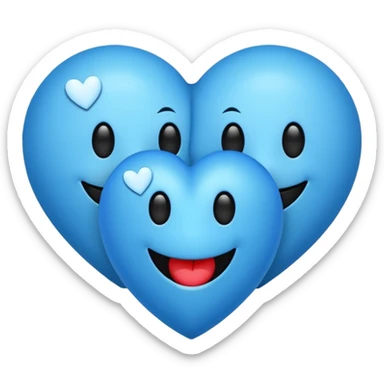 black smiley face with three blue hearts sticker