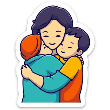 Mother hugging a child sticker