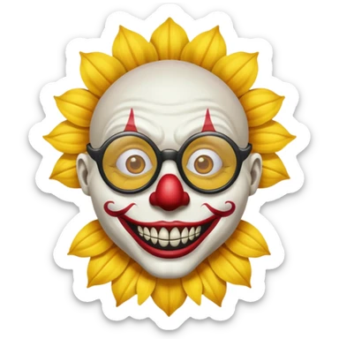 The terrifier clown wearing sunflower glassess, cartoon sticker