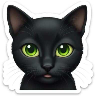 Black kitten with green eyes sticker