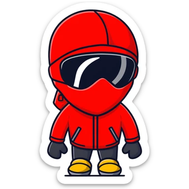 robber in a red ski mask sticker