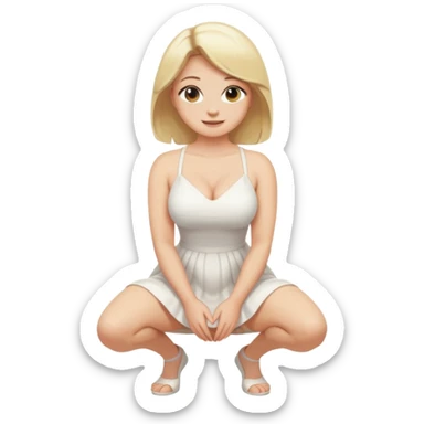 fullbody busty blonde naked pawg buxom kneeled in squat sfw sticker