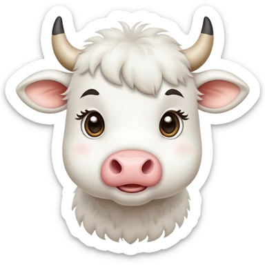 White cow with adorable cute expression that makes you say awww sticker