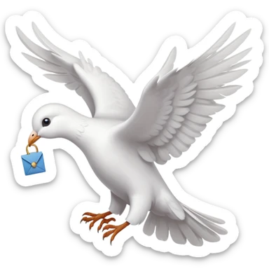 a dove flies with a letter in its paws sticker