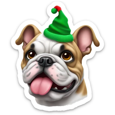 France bulldog with Christmas hat sticker