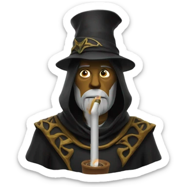 Warlock smoking a cigarette and looking sad sticker