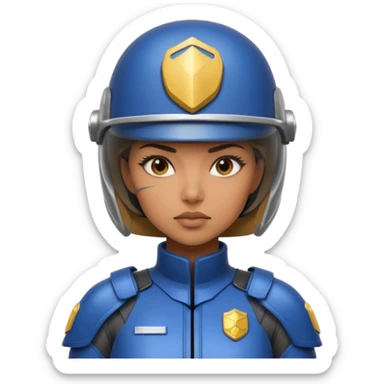 Futuristic woman cop sticker
