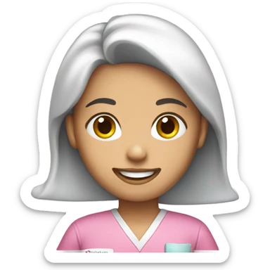 Female Dentist wearing pink scrubs  sticker