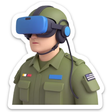 A military man wearing a VR helmet sticker