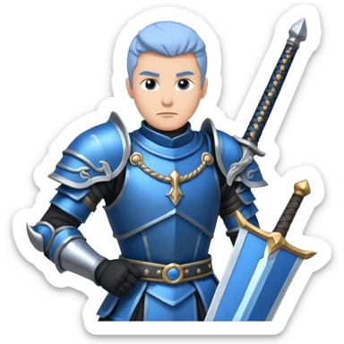 Big damage Role, at guild bosses,  iconic, with blue and black theme, HUGE great sword sticker