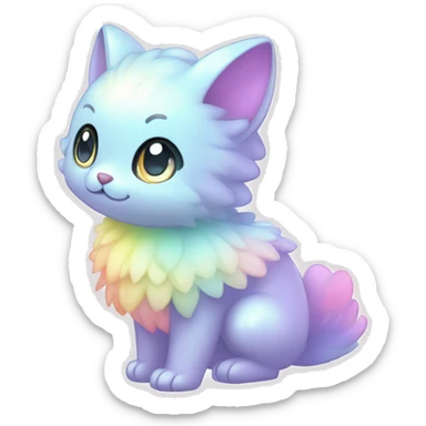 Shiny Kawaii Innocent Shy Baby Sparkly Colorful Pastel Fluffy beautiful fantasy Kawaii Ethereal Sona Fakemon-animal Full Body sticker