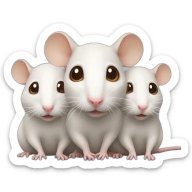 Three cute rats, one white, the other two brown sticker