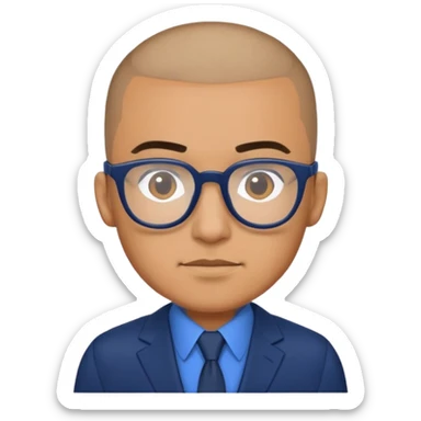 Buzz cut Latino with black glasses and with dark blue suit  sticker