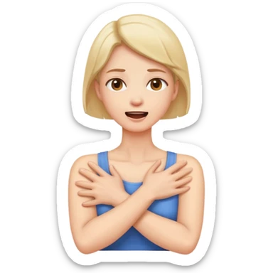 person holding her neck arms crossed mouth open sticker