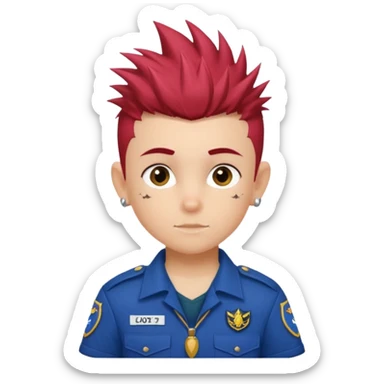 tattoed scout kid, spiky haired with scout uniform sticker