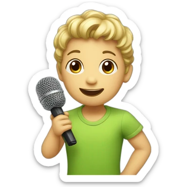 children sing song with microphone sticker