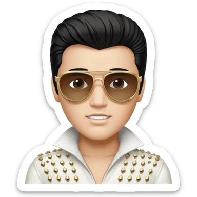 A boy with an Elvis Presley mask with sunglasses dressed as Elvis Presley sticker