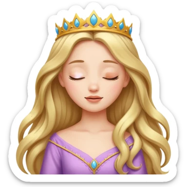 a beautiful princess closing her eyes calmly sticker