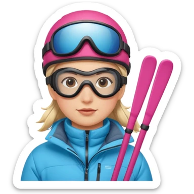 skier with poles in the snow sticker
