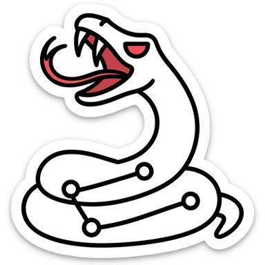Make the snake white and stylize it to look like the reference image, keeping the network and interconnected lines and nodes theme, modern icon style with lineal color icon and black outlines. sticker